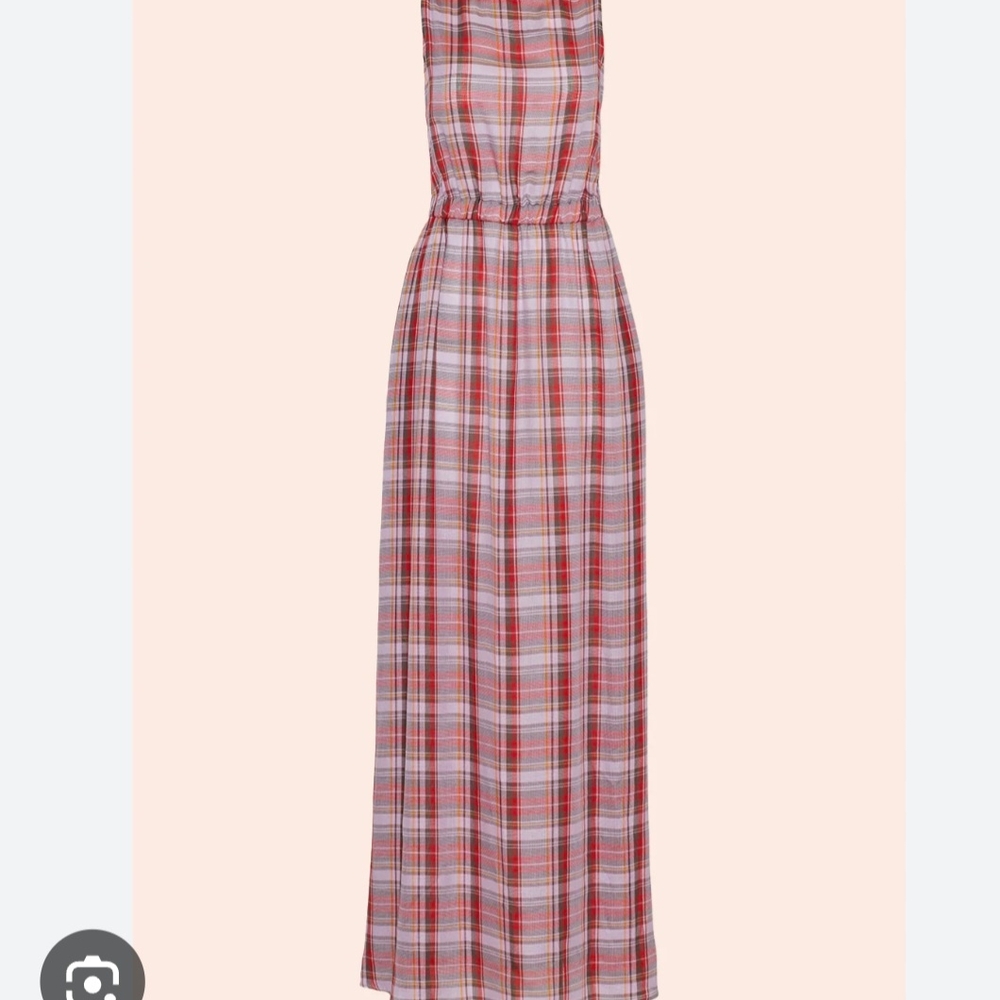 Elegant Red Plaid Maxi Dress